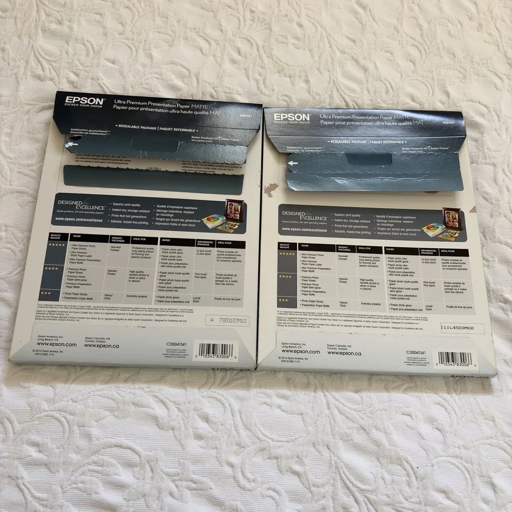Lot Of 2 Epson Ultra Premium Presentation Paper Matte 8.5x11 50 Sheets READ
